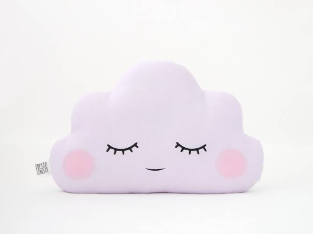 Pale Lavender Cloud Pillow With Pink Cheeks For Nursery Decor, Baby Cushion Shower Gift Newborn Kids Girl Room Children Teepee Boy Bed - image 1