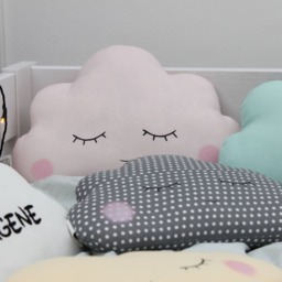 Pale Lavender Cloud Pillow With Pink Cheeks For Nursery Decor, Baby Cushion Shower Gift Newborn Kids Girl Room Children Teepee Boy Bed - thumbnail 2