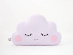 Pale Lavender Cloud Pillow With Pink Cheeks For Nursery Decor, Baby Cushion Shower Gift Newborn Kids Girl Room Children Teepee Boy Bed - thumbnail 1