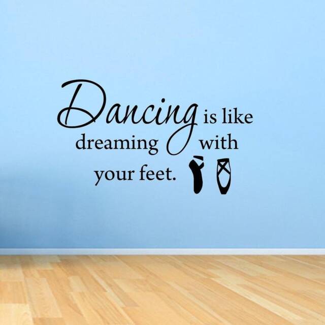 Vwaq Dancing Is Like Dreaming With Your Feet... Dance Wall Decals Inspirational Quotes Sayings Stickers Girls Room Decor - image 1