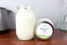 Christmas Tree Soy Candle in Pint Mason Jar - Vegan Candles Handmade