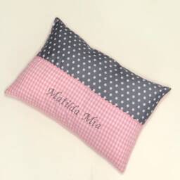 "Personalized Baby Pillow, Pink ""Pink & Grey Stars" - thumbnail 3