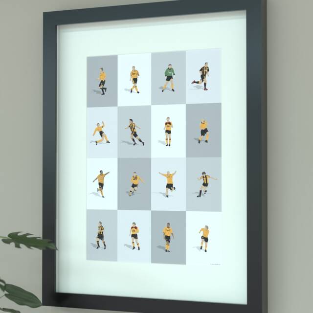 Hull City Legends Illustrated Poster - Kc Stadium Icons Print Tigers Football Art - image 1