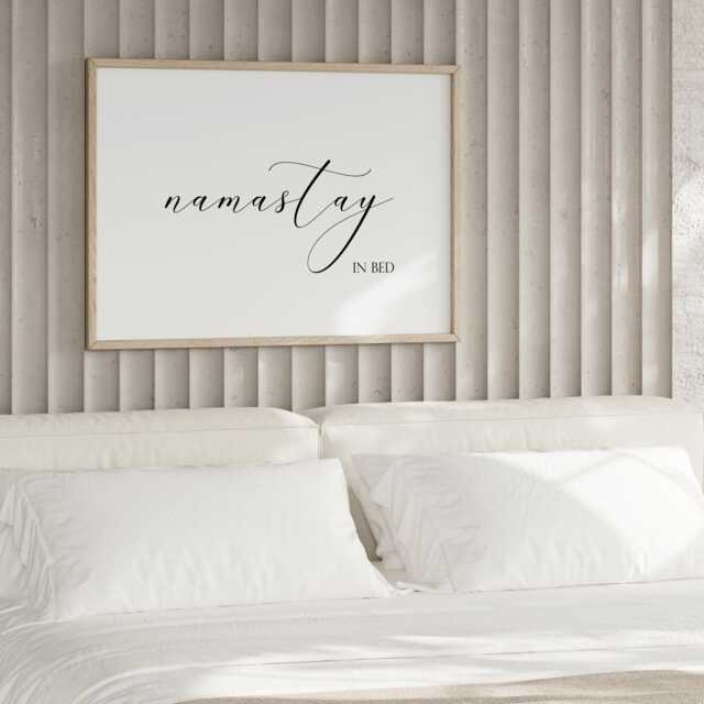 Namastay in Bed - Quote Print Relaxing Bedroom Decor Romantic Wall Art Gallery Landscape Poster Unframed - image 1