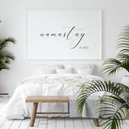 Namastay in Bed - Quote Print Relaxing Bedroom Decor Romantic Wall Art Gallery Landscape Poster Unframed - thumbnail 4