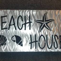 Beach House Sign, Decor, Metal Art, Starfish Seashell Tropical Vacation Home Decor - thumbnail 2