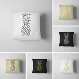 Gold Pineapple Pillow, Tropical Throw Cotton Cushion Cover, Farmhouse Decor, Housewarming Gift, Living Room Decor - thumbnail 4