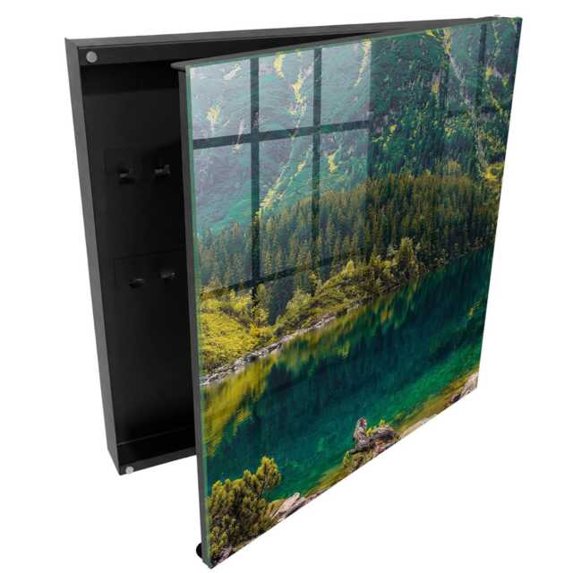 Mountain Idyll Wall Mounted Key Cabinet, Green Box For Wall, Photographic Landscapes, Lovers Of Nature & Peace - image 1
