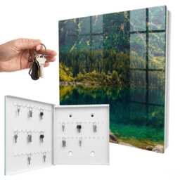 Mountain Idyll Wall Mounted Key Cabinet, Green Box For Wall, Photographic Landscapes, Lovers Of Nature & Peace - thumbnail 2