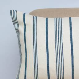 Mykonos Striped Xl Rectangular Cushion. Nautical Stripes in Marine Blue & White. Beachut, Yacht & Seaside Home Accessory. 23X15 - thumbnail 2