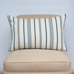 Mykonos Striped Xl Rectangular Cushion. Nautical Stripes in Marine Blue & White. Beachut, Yacht & Seaside Home Accessory. 23X15 - thumbnail 1