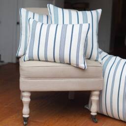 Mykonos Striped Xl Rectangular Cushion. Nautical Stripes in Marine Blue & White. Beachut, Yacht & Seaside Home Accessory. 23X15 - thumbnail 3