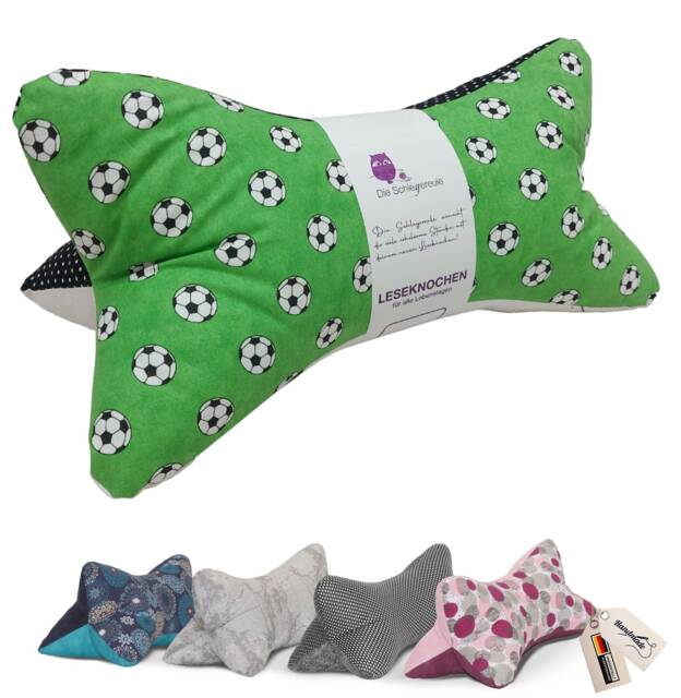 Reading Bone Football Green - Neck Pillow Neck Roll Cushion Tablet Holder Bookend Decoration Washable - image 1