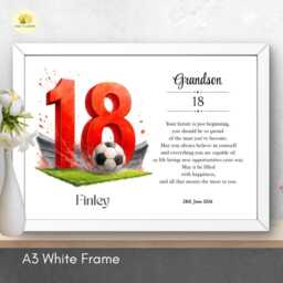 18Th Birthday Print For Grandson Personalised Red Football Team Wall Art Gift - A4/A3 - thumbnail 4