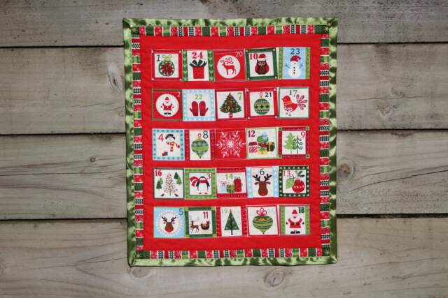 Advent Calendar Christmas Decoration Wallhanging, Fabric Calendar, Scandinavian - image 1