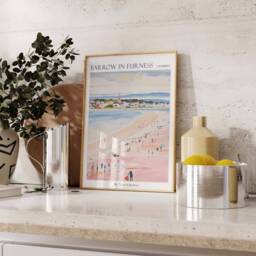 Barrow in Furness Travel Poster Cumbria Beach Art Print - thumbnail 2