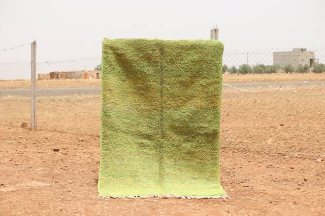 Handwoven Green Berber Wool Rug Contemporary Moroccan Carpet - image 1
