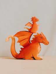 Handmade Wooden Dragon Toy, Hand-Painted Fantasy Creature, Mythical Animal Figurine, Waldorf Pretend Play, Adorable Gift - thumbnail 1