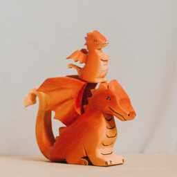 Handmade Wooden Dragon Toy, Hand-Painted Fantasy Creature, Mythical Animal Figurine, Waldorf Pretend Play, Adorable Gift - thumbnail 3