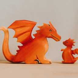 Handmade Wooden Dragon Toy, Hand-Painted Fantasy Creature, Mythical Animal Figurine, Waldorf Pretend Play, Adorable Gift - thumbnail 2