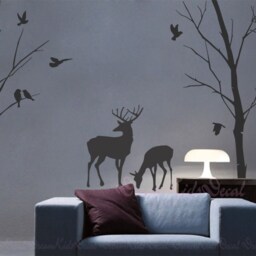 Birch Tree Deer Vinyl Wall Decals, Nursery Stickers - thumbnail 2