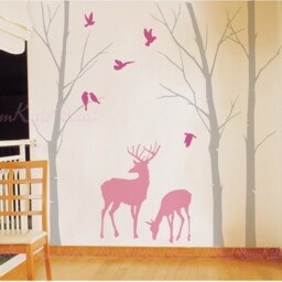Birch Tree Deer Vinyl Wall Decals, Nursery Stickers - thumbnail 3