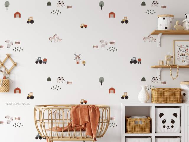 Cute Boho Farm Removable Wall Decals/Decor Vehicle Modern Boys Room Truck Simple Theme - image 1
