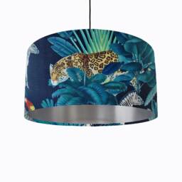 Tropical Safari Animal Lampshade in Velvet With Silver Lining - thumbnail 1