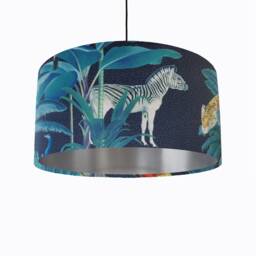 Tropical Safari Animal Lampshade in Velvet With Silver Lining - thumbnail 2