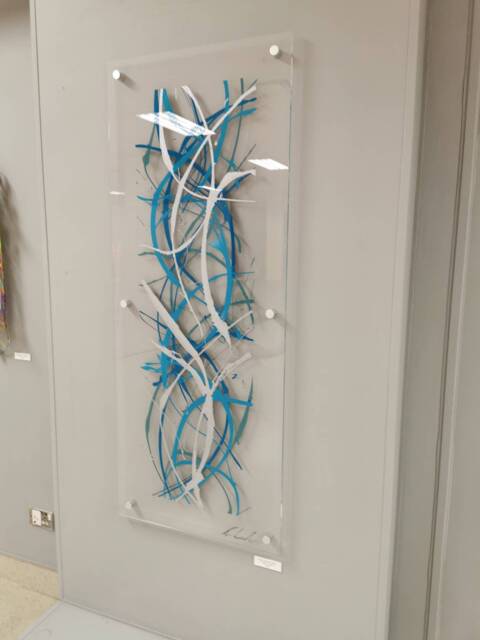 Modern Wall Sculpture - Turquoise Acrylic & Silver Art - Handmade Contemporary 3D Artwork Luxury Home Decor - image 1