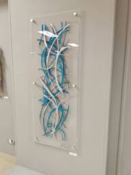 Modern Wall Sculpture - Turquoise Acrylic & Silver Art - Handmade Contemporary 3D Artwork Luxury Home Decor - thumbnail 1