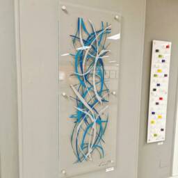 Modern Wall Sculpture - Turquoise Acrylic & Silver Art - Handmade Contemporary 3D Artwork Luxury Home Decor - thumbnail 2