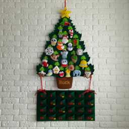 Custom Toddler Christmas Tree With 24 Soft Felt Ornaments Ribbons + Felt Advent Calendar Pockets - thumbnail 1