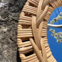 Handmade Small Bamboo Wall Mirror, Boho Home Decor - thumbnail 4