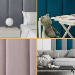 Velvet Padded Wall Panels Anti-Collision 3D Upholstered Headboard Set - thumbnail 4