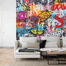 Graffiti Street Wallpaper Mural, Urban Abstract Art, Peel & Stick - thumbnail 3