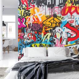 Graffiti Street Wallpaper Mural, Urban Abstract Art, Peel & Stick - thumbnail 2