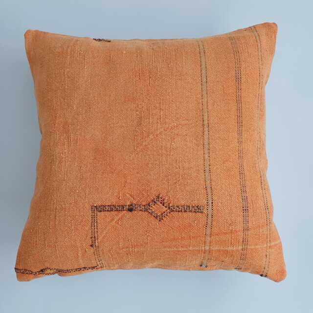 Moroccan Cactus Silk Cushion Cover, Handmade Orange Sabra Throw Pillow, Scatter 20''x20''/50x50 cm - image 1