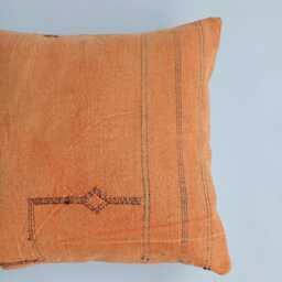 Moroccan Cactus Silk Cushion Cover, Handmade Orange Sabra Throw Pillow, Scatter 20''x20''/50x50 cm - thumbnail 2