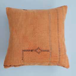 Moroccan Cactus Silk Cushion Cover, Handmade Orange Sabra Throw Pillow, Scatter 20''x20''/50x50 cm - thumbnail 1
