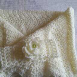 Crochet Antique White Baby Blanket Set, Shower, House Warming, Unisex Gift Idea, Soft Beautiful Set. Ready To Ship - thumbnail 2