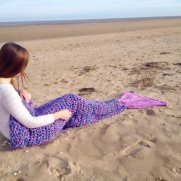 Crochet Mermaid Tail Blanket - Handmade Snuggle Sack, Custom Colors - thumbnail 3