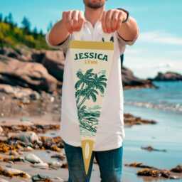 Custom Name Sign Felt Beach Pennant - Personalized Boho Vintage Style Nature Banner Flag, Kids & Nursery Wall Art, Boys Girls Decor Gift - thumbnail 3