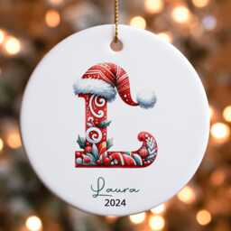Personalized Baby's First Christmas Ornament Custom Initial Ceramic Keepsake