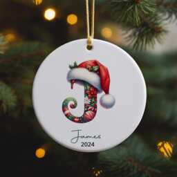 Personalized Baby's First Christmas Ornament Custom Initial Ceramic Keepsake - thumbnail 4