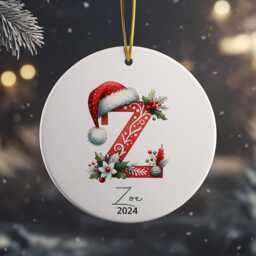 Personalized Baby's First Christmas Ornament Custom Initial Ceramic Keepsake - thumbnail 2