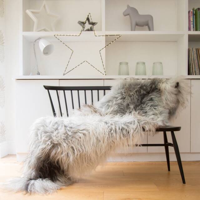 Natural Grey Icelandic Sheepskin . Extra Long, Double Length, Sheepskin, Natural Un Dyed , Hygge, Scandi, Nordic, Danish, In - image 1