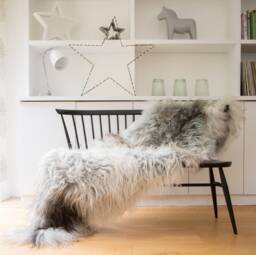 Natural Grey Icelandic Sheepskin . Extra Long, Double Length, Sheepskin, Natural Un Dyed , Hygge, Scandi, Nordic, Danish, In - thumbnail 1