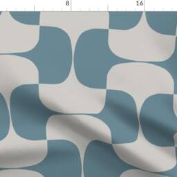Mod Tessellation Curtain Panel - Mid Century Modern Curve Grey & Blue Custom Tacc Blueprint By Wren_Leyland - thumbnail 4