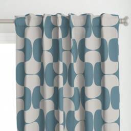 Mod Tessellation Curtain Panel - Mid Century Modern Curve Grey & Blue Custom Tacc Blueprint By Wren_Leyland - thumbnail 1